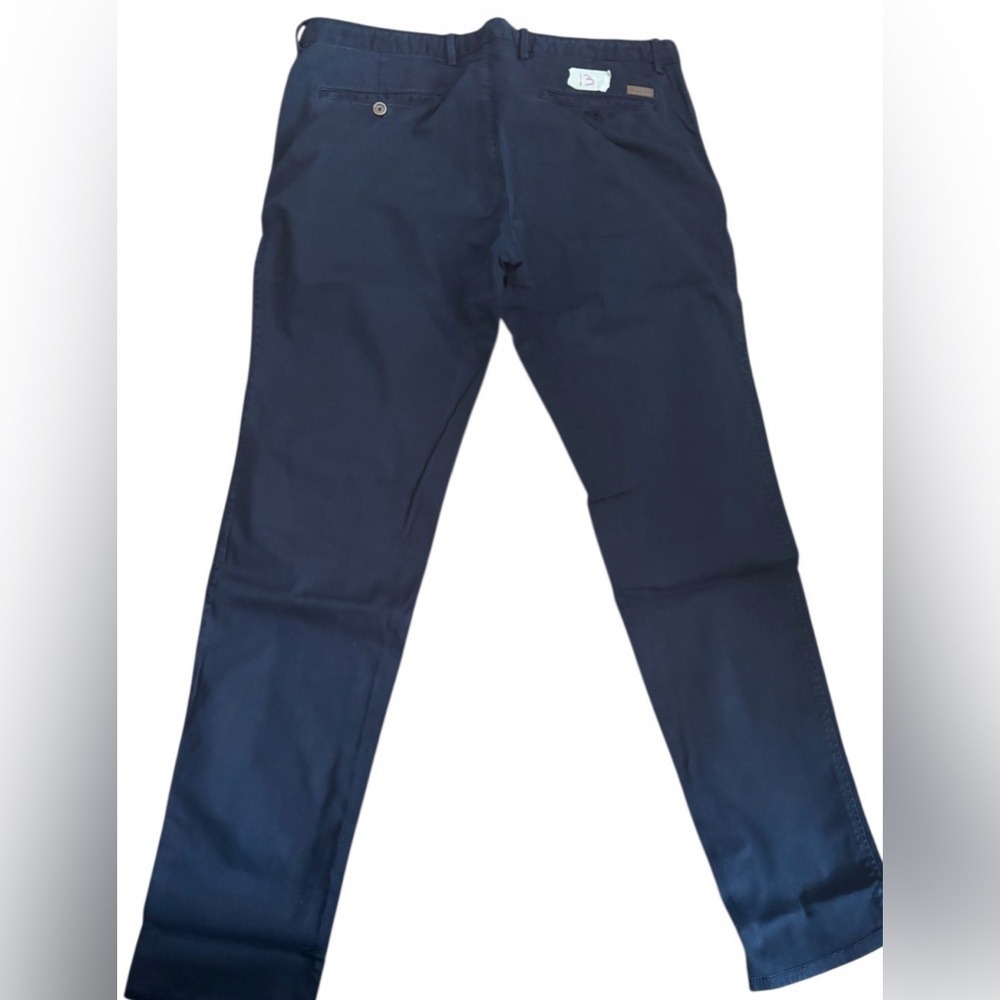 Massimo Dutti Mens Navy Blue Chino Pants Slim Fit Cotton Trousers Size 34